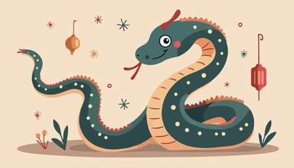 Fototapeta premium Playful Cartoon Snake