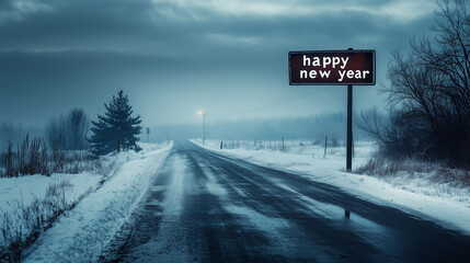 Happy New Year written on a boad for celebration. For new year 2025