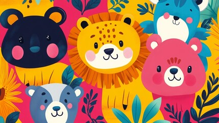 Naklejka premium Colorful Animal Inspired Textures Illustration