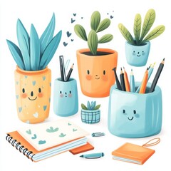 Cute Desk Accessories Illustration for Stylish Workspaces