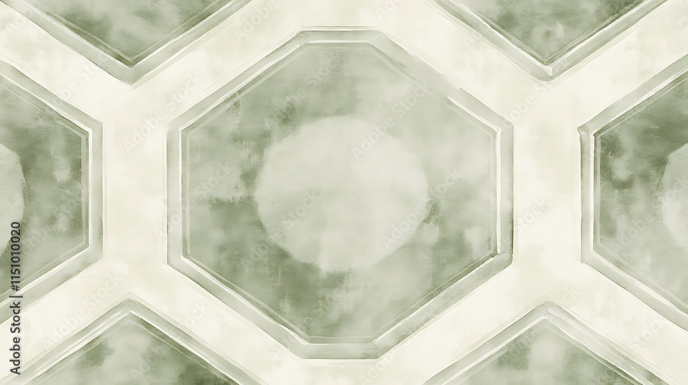 Aufkleber abstract green octagon pattern texture background.