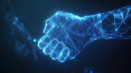 A digital representation of a handshake symbolizing connection and collaboration.