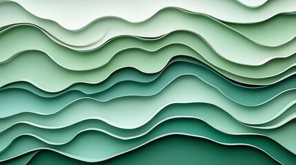 Fototapeta premium Abstract layered wavy green background.