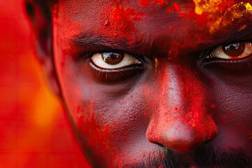 Naklejka premium Indian Festival Holi Celebration Shoot, close up