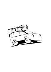 Obraz premium Auto mit Schlitten auf dem Dach