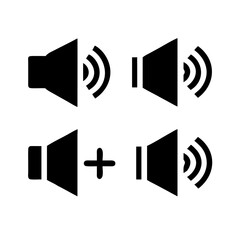 Minimalist sound volume icons featuring a speaker and sound waves. Perfect for audio and media designs.