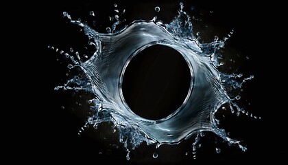Round Shape Of Splashing Water On Black