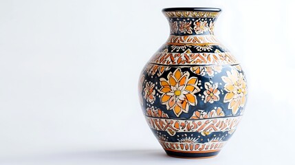 Ornate ceramic vase with floral design.