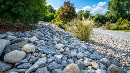 Obraz premium Wild stones scattered across a barren area with no grass, creating a rugged and natural landscape, highlighting the raw beauty of a desolate environment devoid of vegetation