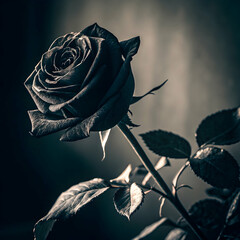 black rose flower in dark background