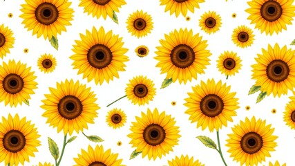 Seamless Sunflower Pattern - Yellow & White Design, Bright Background, AI Art