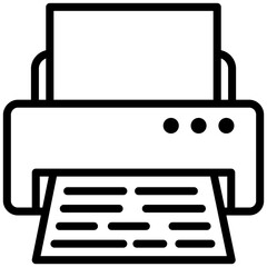 Office Printer Outline Icon, Black And White Outline Icon Symbol