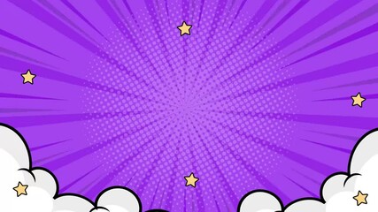 star accents and vibrant color burst in a bright comic style on soft purple background seamless 4k video background motion pop art design - Powered by Adobe