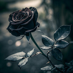 black rose flower in dark background