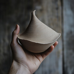 Handcrafted Ceramic Hat with Organic Texture