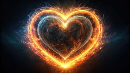 AI-generated abstract heart art: glowing charcoal, radiating warmth and ethereal beauty.