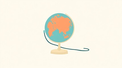 Fototapeta premium Globe illustration on cream.