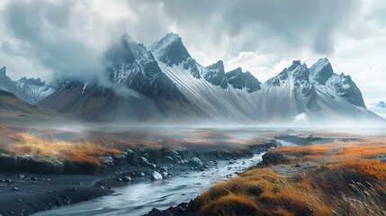 Free photo vestrahorn mountains in stokksnes iceland