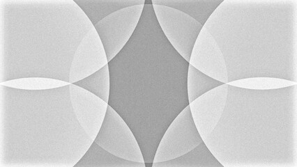 Monochrome abstract geometric illustration featuring overlapping circles forming a stylish, minimalist design with a grainy noise texture. Ideal for modern art, backgrounds, and creative projects.