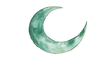 Watercolor crescent moon.
