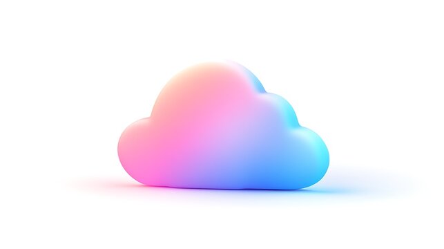 Pastel pink and blue 3D cloud icon isolated on white background.