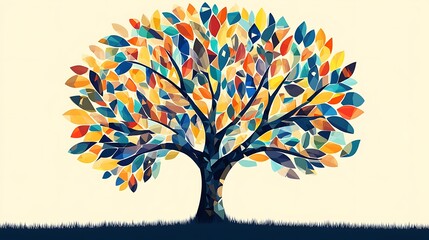 Naklejka premium Colorful tree illustration.