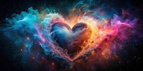 Abstract, decaying heart; AI-generated fantasy, evoking digital heartbreak through double exposure and surreal decay.