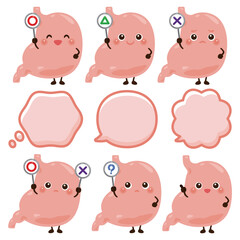 ○×△の札を持った胃のキャラクター