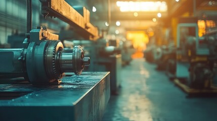Obraz premium Industrial Machinery Close-Up: A Glimpse into Manufacturing
