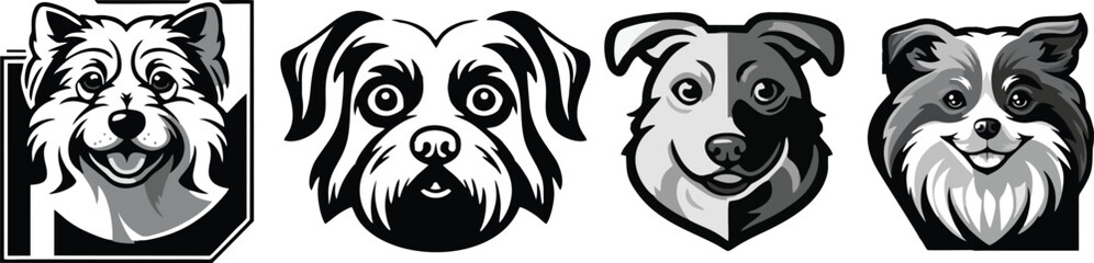 set of dog head concept vector illustration logo design
