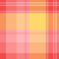 Checked background seamless tartan, herringbone textile check vector. Effect plaid fabric pattern texture in amber and red colors.