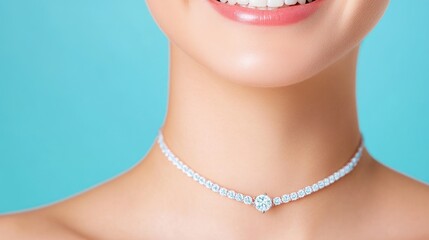 Elegant Woman Showcasing Diamond Jewelry
