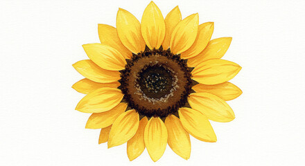 Fototapeta premium Vibrant Yellow Sunflower Bloom Botanical Illustration Floral Design Element