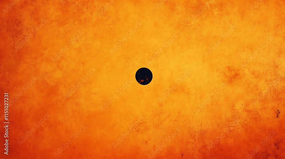 Poster dark circle on a textured orange background.
