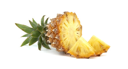 Fresh Pineapple Slices on a White Background for Tropical Fruit Concepts