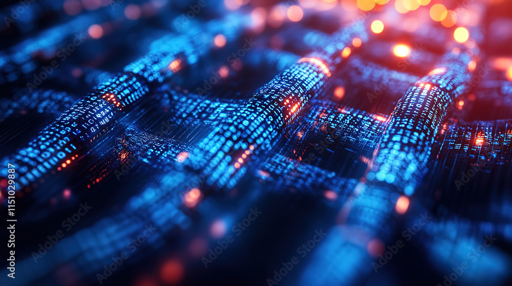 Poster futuristic digital network with binary code