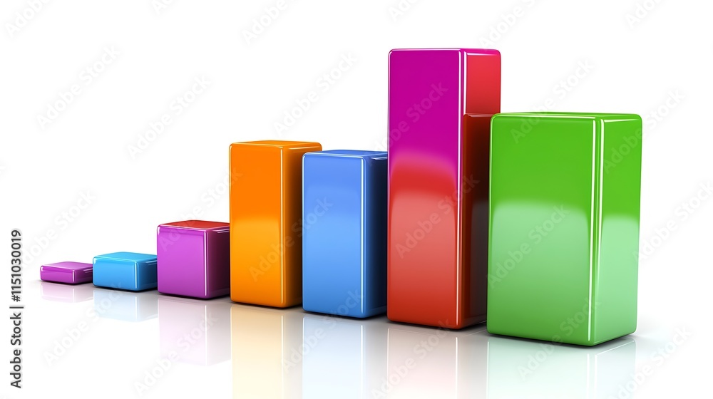Aufkleber colorful bar graph with reflection.