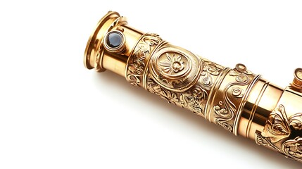 Naklejka premium Ornate gold object on white.
