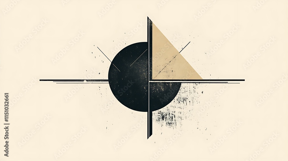 Aufkleber geometric abstract shapes on pale background.