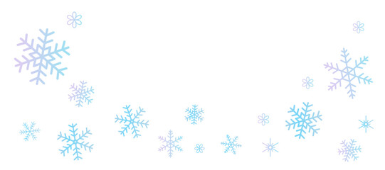 ブルーのグラデーションの雪の結晶のフレーム　背景イラスト　ベクター素材
