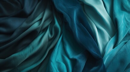 Obraz premium Draped Teal and Dark Blue Silk Fabric Texture