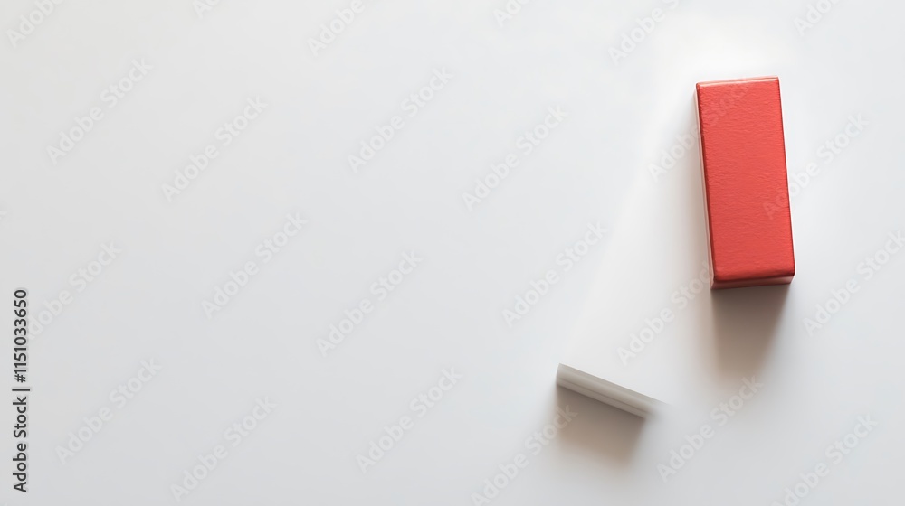 Poster red rectangle and shadow on white.