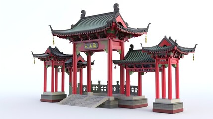 Fototapeta premium Ancient chinese Oriental chinese temple fantasy