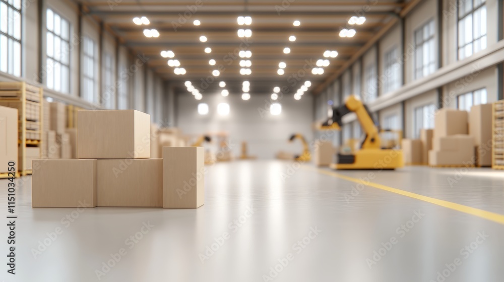 Poster warehouse efficiency, optimized storage, organized boxes, and streamlined distribution for seamless 