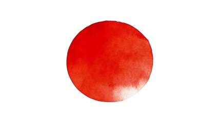 Red watercolor circle on white background.