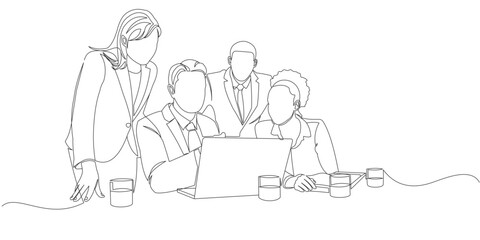 vector line art design of office people having a briefing together eps 2