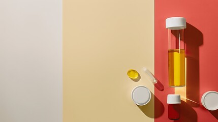 Laboratory Vials and Samples on Colorful Background