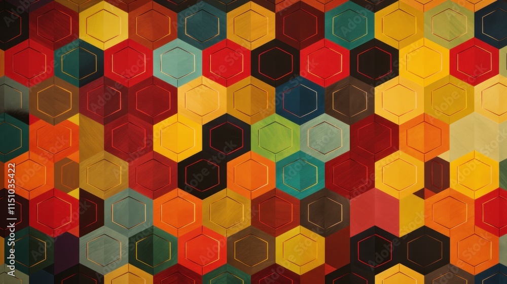 Poster colorful hexagonal pattern abstract geometric design