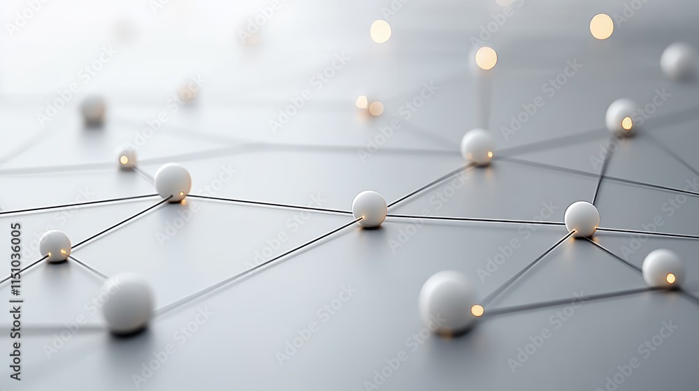 Poster detailed 3d rendering of a complex white molecular structure with numerous interconnected spheres on