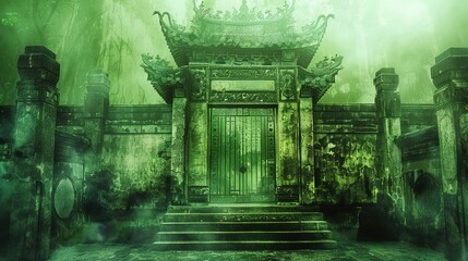 Forest Oriental chinese temple fantasy background